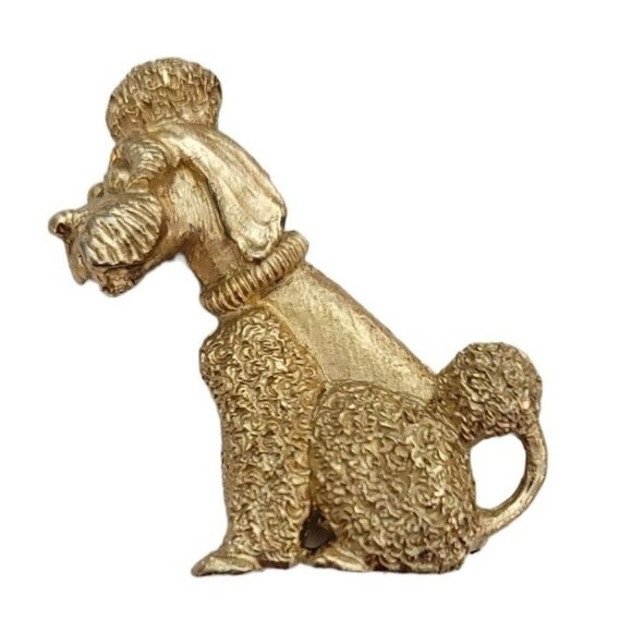 Napier Gold-Tone Dog Figural Pin Brooch Signed M876